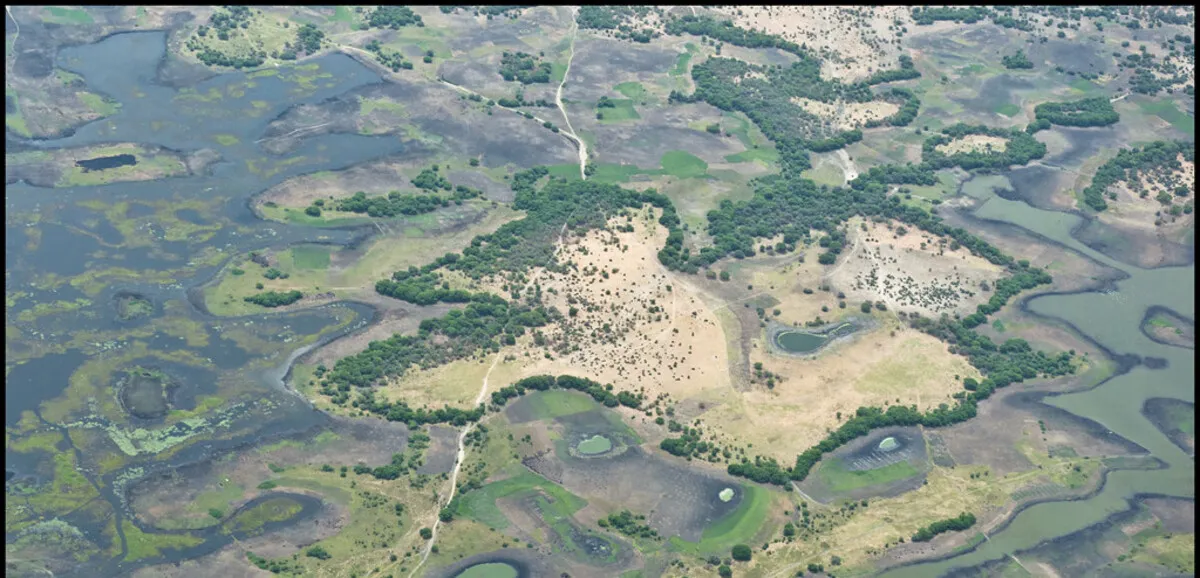 Vue aérienne du lac Tchad où des frappes militaires ont eu lieu