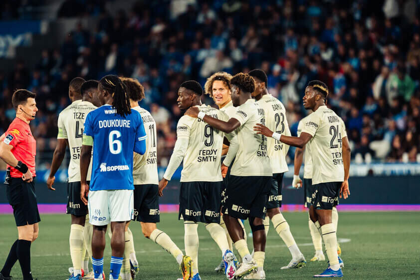 AS Monaco et Strasbourg en action lors du match comptant pour la 34e journée de Ligue 1