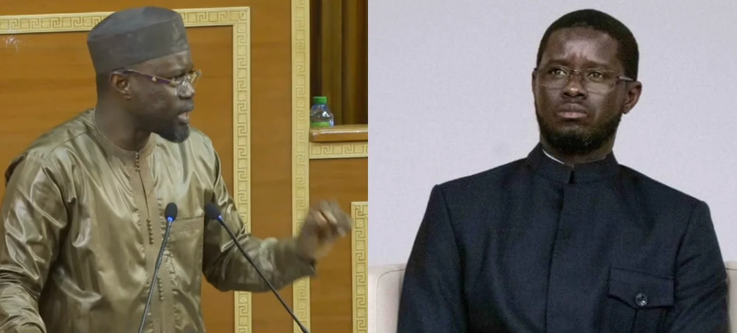 Ousmane Sonko et Bassirou Diomaye Faye lors d'un échange sur les fonds politiques