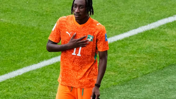 Yan Diomandé, attaquant ivoirien du RB Leipzig, en action