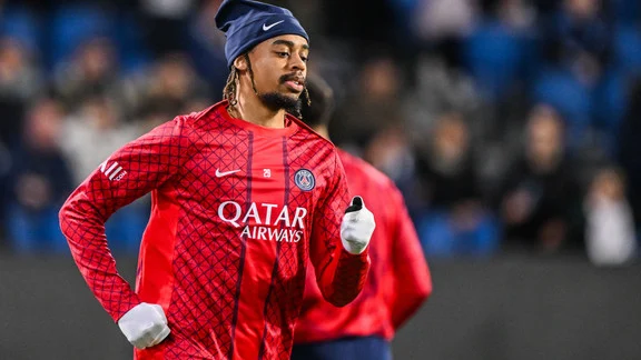 Bradley Barcola, attaquant du PSG, en action