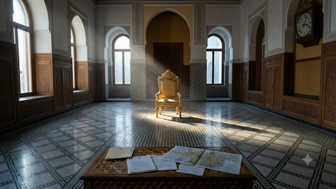 Trône vide symbolisant la réflexion sur le règne de Mohammed VI