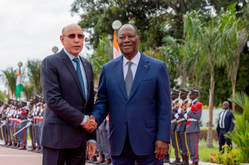 Les Présidents Ouattara et Ghazouani lors de leur rencontre